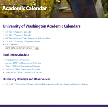 Academic Calendar