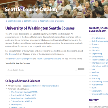 UW Seattle Course Catalog