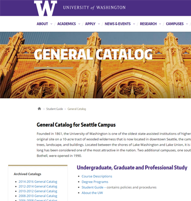 UW General Catalog